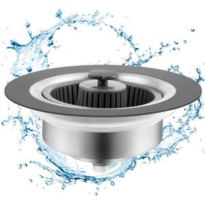 3 in 1 Kitchen Sink Stopper and Strainer Combo, Pop Up Stainless Steel Kitchen Drain Strainer, Anti-Clogging Sink Strainer Basket with Handle for Standard 3-1/2 inch Drain, 1Pack