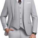 Men's 3 Piece Slim Fit Suit Set, Two Button Blazer Solid Jacket Vest Pants Wedding Business Suit (Medium, Grey)