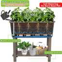 3 Pcs Self Watering Elevated Raised Garden Bed, Large Outdoor Plastic Planter Box Big Flower Plant Pot for Planting Flowers Vegetables and Herbs (3, Khaki)