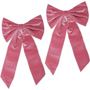 lasuroa 2pcs Large Pink Bow Decorations, Plant Velvet Backdrop Big Pink Bow Wall Decor Coquette Giant Room Decorations for Girls Room Decor for Home Wedding Bachelor Party Baby Shower