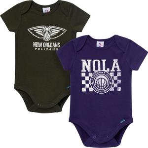 Gerber Baby NBA Boys & Girls 2-Pack Short Sleeve Onesie Bodysuits, 6-12M