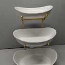 Ceramic Fruit Bowl for Kitchen Counter - 3 Tier Fruit Basket with Metal Stand, Tiered Fruit Stand for Countertop, Snack, Nuts, Cake, Dessert, Cute (Gold, Small) 