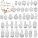 Set of 40 Glass Bud Vases, Small Clear Glass Vases in Bulk, Mini Vintage Embossed Flower Vase for Wedding, Centerpieces, Birthday Party, Home Table Decorations, Baby Shower (Clear)