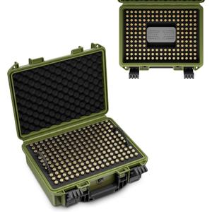 350 Round Ammo Locking Storage Case - Travel Safe/Mil Spec/Waterproof Ammo Box - for 9x19mm Parabellum/9mm Luger, 380ACP, 38 S&W, 356 TS&W,7.63mm Mannlicher,8mm Steyr.. (Green)