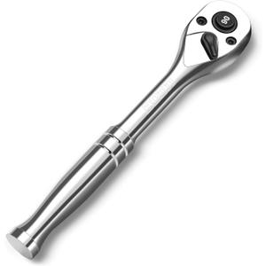 boen 3/8-Inch Drive Ratchet, 90-Tooth Quick-Release Ratchet Wrench, 4-Degree Swing, Reversible, Chrome Alloy Made, Full Polished