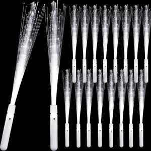 Fiber Optic Wand White Glow Sticks Long Light up Wedding Wand LED Magic Flashing Sparklers with 3 Light Modes for Wedding Bridal Shower Birthday Glow in The Dark Party Supplies, 14 Inch (24 Pieces)