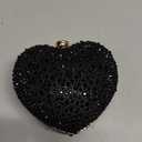 Cute Heart Shape Clutch Purse Mini Love Heart Rhinestone Wedding Handbag Party Women Purse (Black)