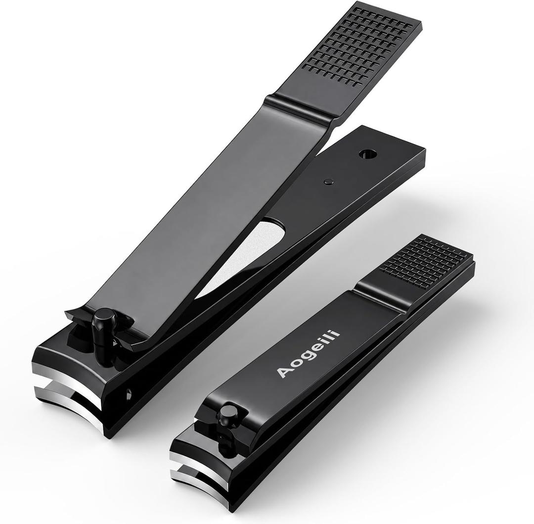 3 x Aogeili Long Lever Nail Clippers with File for Thick Toenails & Fingernails