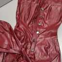 ksotutm Womens PU Leather Jumpsuit Sexy Sleeveless Button Top Tight Waist Wide Leg Bodysuit Party Club Night Two Piece Set (Small, Wine Red)