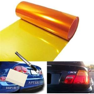 12 by 48 Inches Self Adhesive Headlight, Tail Lights, Fog Lights Tint Vinyl Film with Tools (Orange)