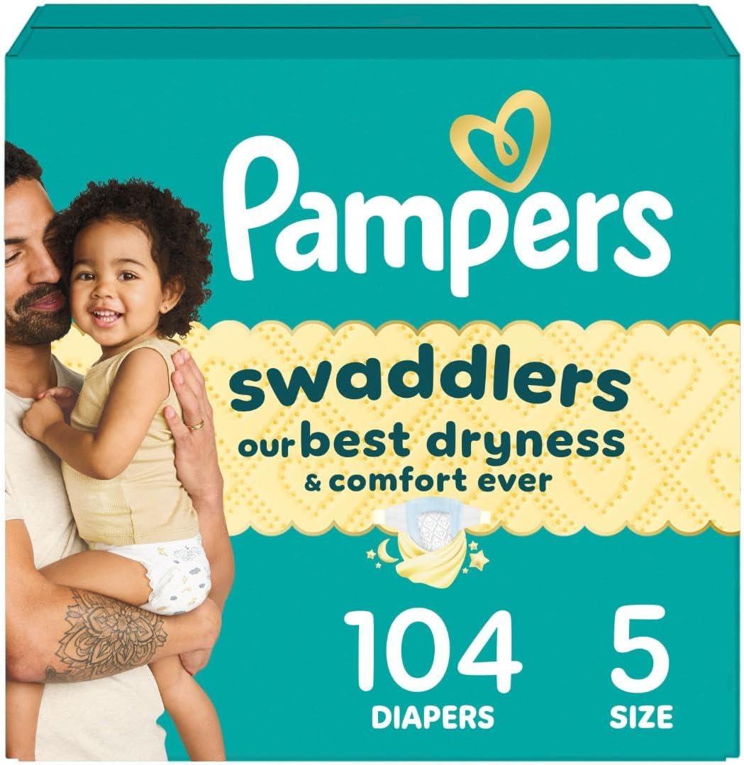 Pampers Baby Diapers - Swaddlers - Size 5, 104 Count, Ultra Absorbent Disposable Infant Diaper