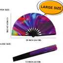 Large Folding Hand Rave Fan Popping Fan for Line Dancing Clacking Fans for Dance,Party,Decoration,Festival (Aurora)