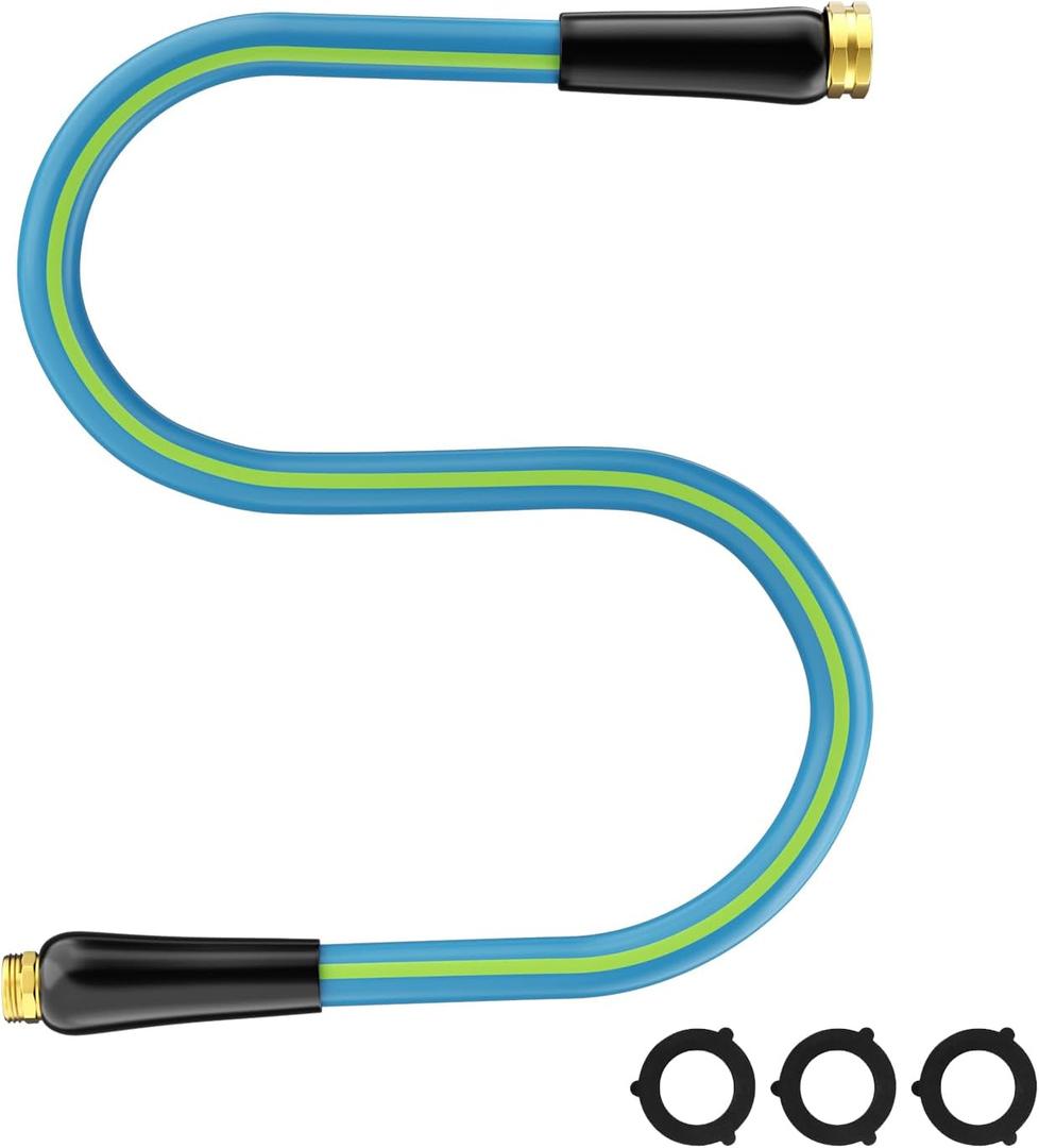 Short Garden Hose 5/8 5FT: Burst-Resistant Water Hose with Sturdy Brass Fittings - Lead-Free Hose for Car Washing Pet Bathing - Lightweight for Outside Campers RV, Car Wash, Watering, Green