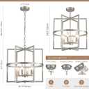 Brushed Nickel Chandelier 6-Light, Dining Room Light Fixture Geometric Metal Modern Chandelier Lighting for Kitchen Island Living Room Entryway, 18 Inch Pendant Hanging Ceiling Lamp