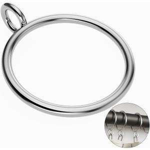 50 Pack Silver Metal Curtain Rings with Eyelets, 1.5 inch Inner Diameter Drapery Rings Apply for Curtain Rods(Fits Up to 1 1/4-Inch Rod)
