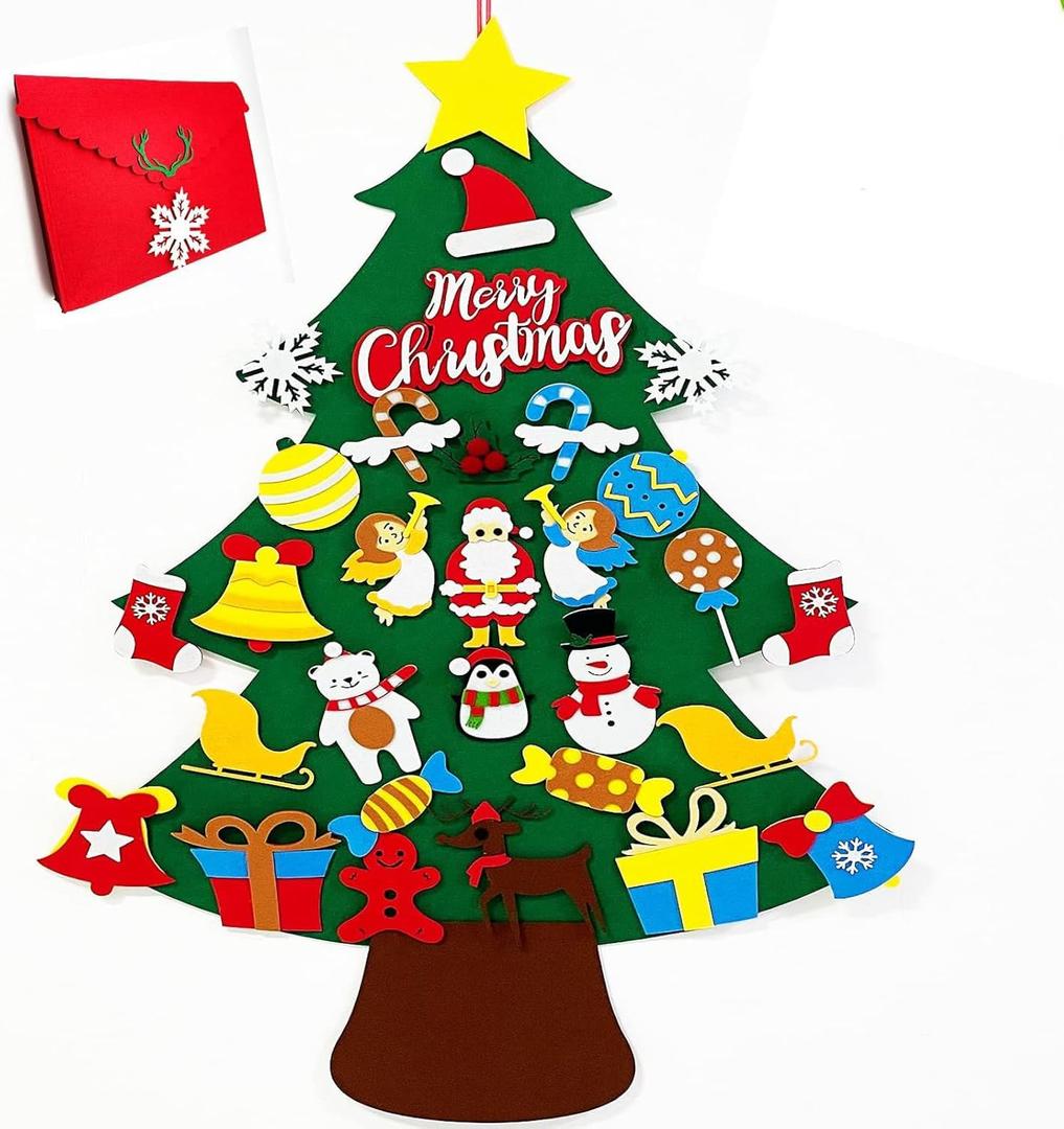 Felt Christmas Tree - 3.5 FT DIY Felt Christmas Tree Set for Toddlers, with Storage Bag, 33Pcs Glitter Ornaments for Kids Christmas Crafts Christmas Decorations