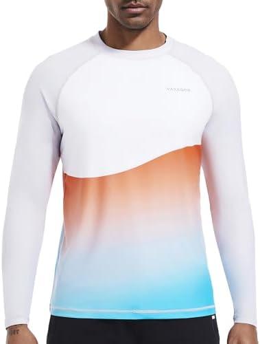 VAYAGER Men's Swim Shirts UPF 50+ Rash Guard Long Sleeve Quick Dry T-Shirt Loose Fit Water Fishing UV Protection Shirts 3XL