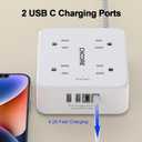 Surge Protector Power Strip - CHCORE 10 Ft Braided Extension Cord with 8 Outlets with 4 USB (2 USB C) Charging Ports, Flat Plug Multi Plug Outlet Extender Charging Station for Home Office, ETL, White
