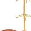 Coffee Mug Tree Holder Metal,Double Tier Mug TeaCups Holders Countertop with Tray,Coffee Mug Tea Cup Stand Storage Rack Tabletop Counter 6 Hooks(Crystal Ball) (Gold)