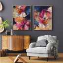 Colorful Abstract Wall Art Decor Modern Flower Canvas Wall Art Abstract Flower Pictures Painting Modern Colorful Artwork Posters Abstract Prints for Living Room Bedroom 24x36 Inch Unframed Set of 2