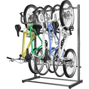 WALMANN Freestanding Bike Stand for Garage, 5 Bikes Vertical Bike Storage Stand Heavy Duty Bike Floor Stand, Holds Up to 70 lbs/Hook