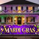 4 x Mardi Gras Banner 78x17 Inch Mardi Gras Decorations Purple Gold Party Hanging Banner Sign for Carnival Party Indoor Outside Decor