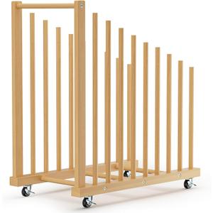 Art Canvas Storage Rack, Art Drying Rack with Handle & Caster Wheels for Canvas Boards, Drawing Panels, Frame Mobile Organizer for Studios, Artworks, Gallery