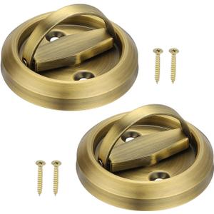 PATIKIL Recessed Door Handles, 2 Pcs Round Flush Pulls Stainless Steel Furniture Locks Hidden Embedded Fireproof Door Furniture Pull Brass