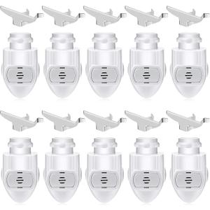 Honoson 10 Set Auto On Sensor Plug in Night Light Module White Night Light Module with Shade Mounting Clip Plastic Lights Rotating Night Light Module for Making Your Own Decorative Night Lights