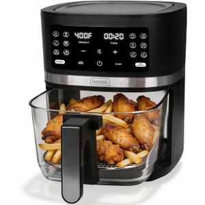 FineMade 12-in-1 Glass Air Fryer Non Toxic,4.5 Quart, Dishwasher-Safe Air fryer Glass Basket, Freidora De Aire De Vidrio, Temperature & Time Programable, PFOA & PFAS Free, Graphite