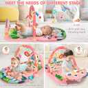 UMIKU Baby Play Mat Baby Tummy Time Mat Activity Center for Newborn Infant Piano Play Gym Mat Music & Light Babies Gifts Boy Girl for Babies 0-6 6-12 Months, Pink Dinosaur