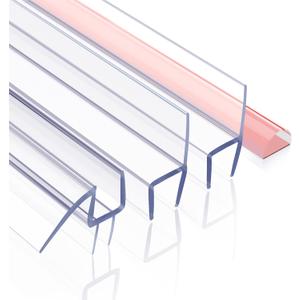 FCSOTSPS Shower Door Seal,4 PCS 3/8" x 77" Frameless Glass Door Side Seal and Shower Door Bottom Seal Door Sweep for 3/8 Inch Glass, Stop Shower Leaks Create a Water Barrier