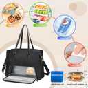 Jetviivid Laptop Tote Bag with Lunch Compartment, PU Leather Work Bag for Women, 15.6 Inch Laptop Bag for Office,Work, Black