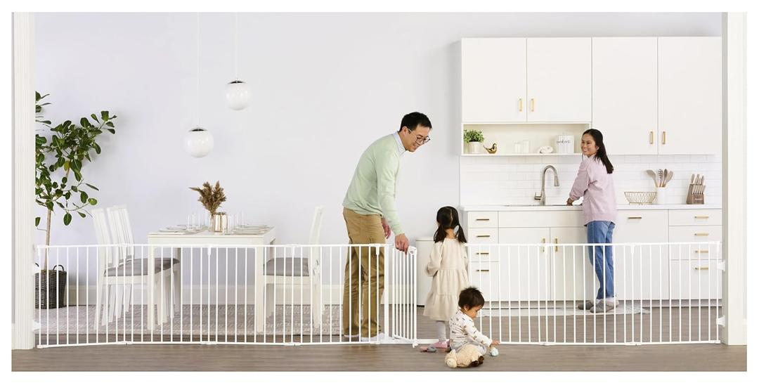Regalo 194-Inch Super Wide Adjustable Baby Gate and Play Yard, 2-In-1, Bonus Kit, 4 Count (Pack of 1) (White)