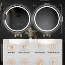 LED Bathroom Mirror with Lights, 36" Round Mirror for Bathroom,Wall Mounted Makeup Mirror, Dimmable, Anti-Fog, Shatter-Proof Tempered Glass, 3-Color Light, Memory Function, UL Listed