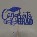Royal Blue Glitter Congrats Grad Cake Topper,2025 Graduation Cake Topper,Class Of 2025/Graduation Party Decorations/Graduation Cap Cake Topper Decorations