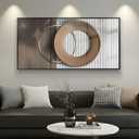 Large Horizontal Modern Wall Art for Bedroom, Framed Neutral Picture Prints, Minimalist White Brown Circle Geometric Painting Artwork Decor for Living Room Dining Room Hallway Office 56x28 Inch