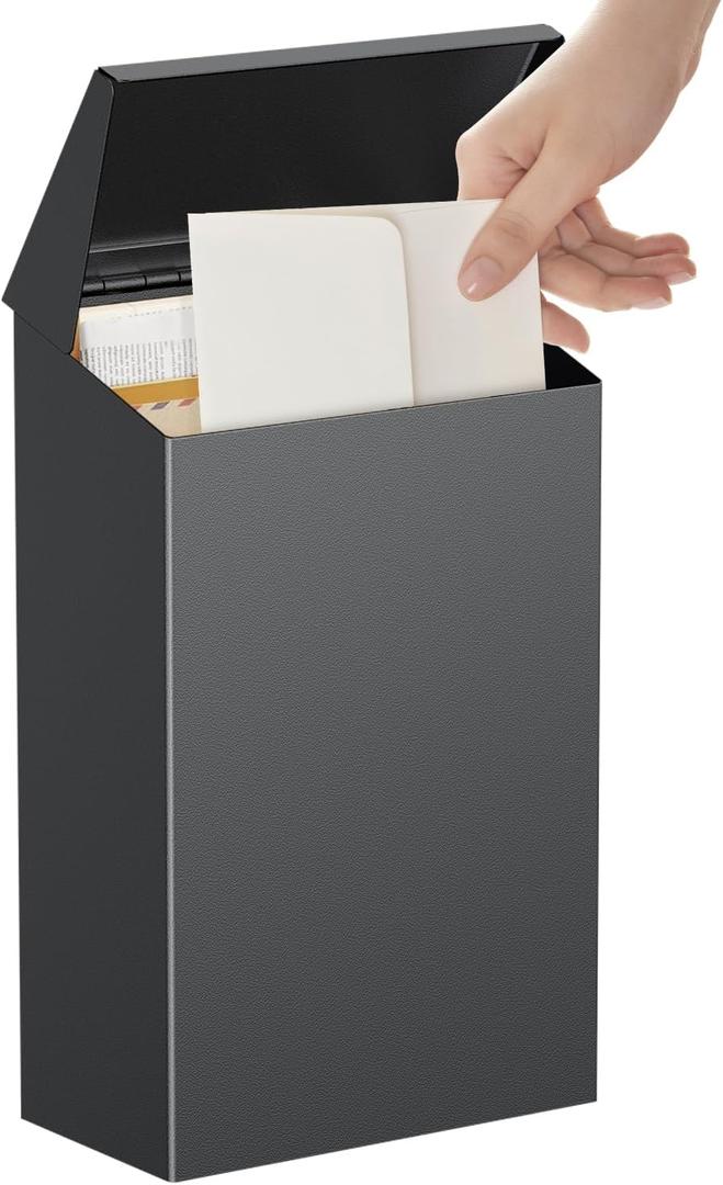 Uniclife Mailboxes for Outside, Wall Mount Mailbox, Metal Mail Box, Mail Boxes for House Outside, Black Small Mailbox, Modern Drop Box for Outdoor Office Home, (No Locking Mechanism)