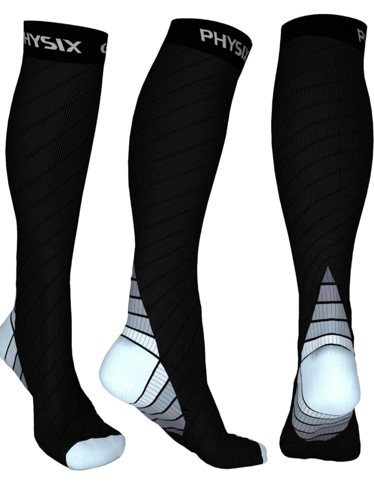 Physix Gear Compression Socks 20-30 mmHg - Men & Women - Running, Nurses, Shin Splints, Flight, Travel S-M