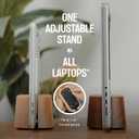 COREMINDED Adjustable Vertical Laptop Stand for Desk, Wooden Laptop Holder, MacBook Pro Stand, Wood Mac Air Dock (Solid Oak)