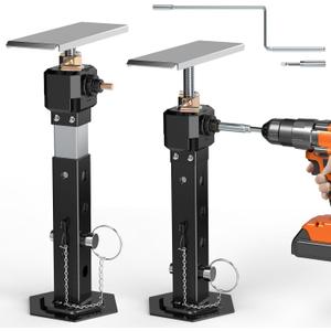 RV Slide Out Support Jacks 13"-26"(Electric Drill Adjust) 2 Pcs Heavy Duty RV Stabilizer Jacks for RV, Camper and Travel Trailer, Supports Up to 5,000 lbs and Aluminum Gear Box
