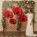 2 Pcs 5ft Large Red Poppy Flowers Giant Artificial Poppy Standing Huge Handcrafted Decoration for Garden Hotel Office Wicked Birthday Wedding Bridal Shower Art Gallery Shop Window Display