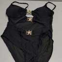 Eomenie One Piece Swimsuit for Women Cutout Monokini Sexy Bathing Suit Metal Swim Suit Large