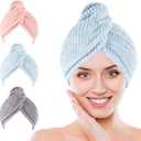 Microfiber Hair Towel for Women: Ideal Christmas Stocking Stuffer for Women, Teen Girls, and Children 3 Pack Drying Wrap Towels Designed for Curly Hair, Anti-Frizz Hair Care Accessory