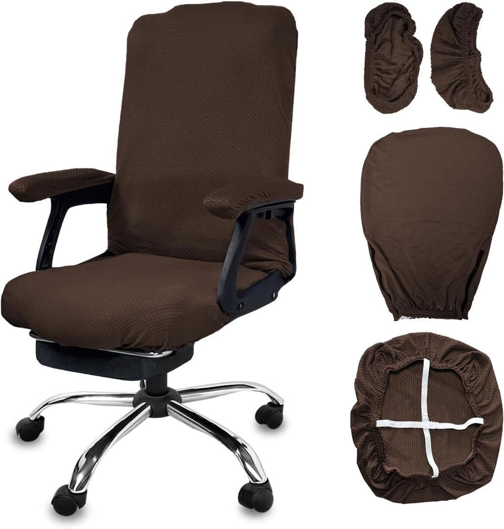 Office Chair Cover Set,Stretch Desk Chair Cover,Brown,Large