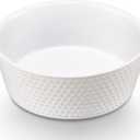 6.9" Non-Slip Ceramic Dog Bowl, 33 Oz Heavy-Duty Dog Food/Water Dish, Pet Feeding Bowl for Small and Medium Dogs, Food Grade Porcelain Pet Feeder Bowl, Microwave and Dishwasher Safe, White