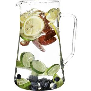 Simax Large Glass Pitcher With Spout, 2.5 Quart (80 Ounce) Borosilicate Glass Iced Tea Pitchers with Handle, Angled Cylinder Design, Glass Water Pitcher