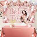 54Pcs Bridal Shower Decorations with Rose Gold Bride to Be Banner, Balloons, Crown, Sash and Veil, Tablecloth, Tattoos and Cake Toppers, Bachelorette Party Decorations Accessories