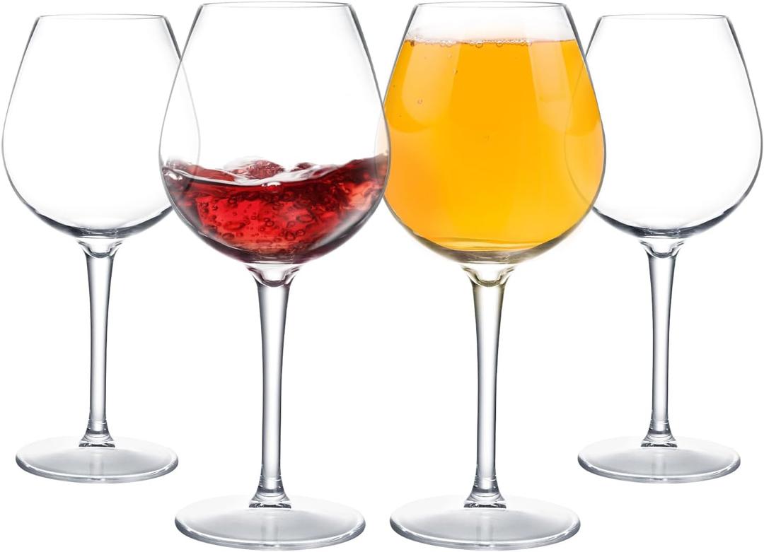 Generic 4 Pack Plastic Wine Glasses Set of 4, 14oz(400ml), Unbreakable Tritan Wine Glasses with Stem, BPA Free, Dishwasher Safe, Perfect for Poolside, Outdoors, Camping, and More, Clear