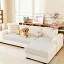 MEETSKY 100% Waterproof Couch Cover Sectional Sofa Covers, 2 Pieces Non Slip Couch Covers for 2 Cushion L Shape, Washable Sofa Slipcover, Furniture Protector for Pets, Oatmeal, Large, 35"x63"+35"x63"